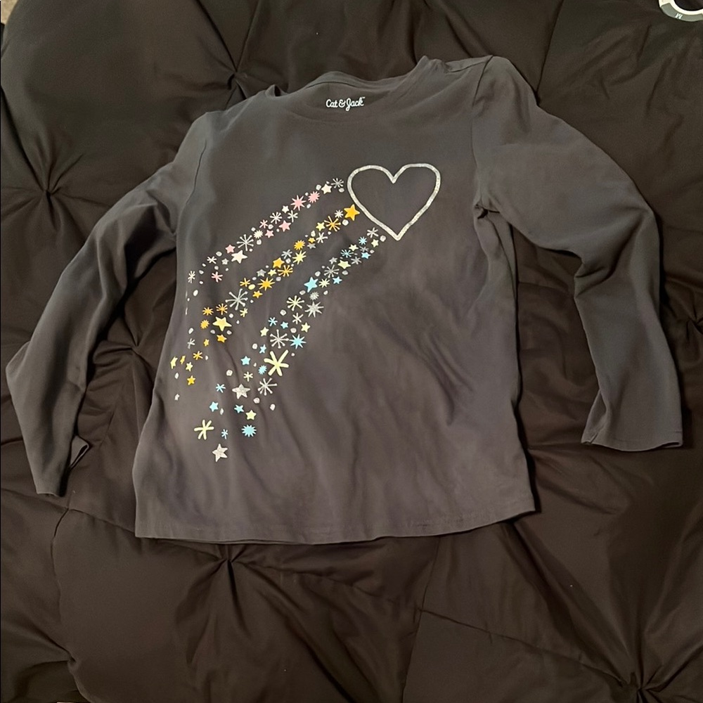 Cat & Jack Black Long Sleeve Tee with Heart Design